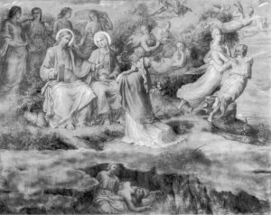 Le Poeme de l'ame - Intercession maternelle Oil painting by Anne-Francois-Louis Janmot