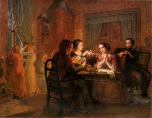 Le Poeme de l'ame - Le Toit paternal Oil painting by Anne-Francois-Louis Janmot