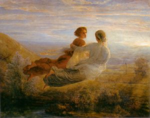 Le Poeme de l'ame - Le Vol de l'ame Oil painting by Anne-Francois-Louis Janmot