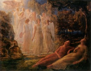 Le Poeme de l'ame - L'Echelle d'or Oil painting by Anne-Francois-Louis Janmot