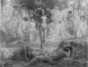 Le Poeme de l'ame - Reve de feu Oil painting by Anne-Francois-Louis Janmot