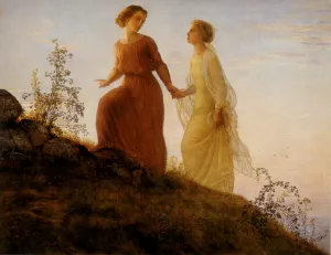 Le Poeme de l'ame - Sur la montagne by Anne-Francois-Louis Janmot Oil Painting