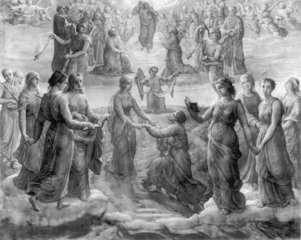 Main Product Photo of Le Poeme de l'ame - Sursum Corda Painting by Anne-Francois-Louis Janmot