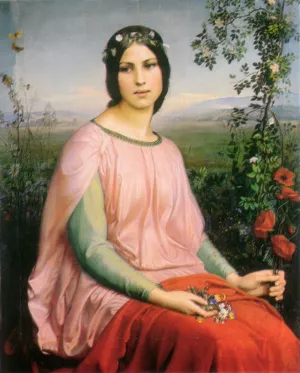 Les Fleurs des Champs Oil painting by Anne-Francois-Louis Janmot