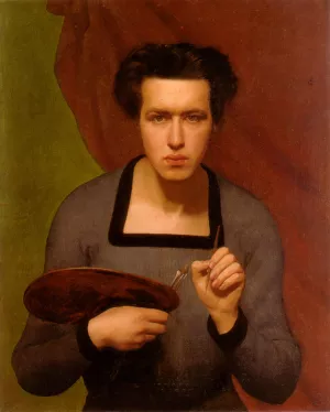 Portrait de l'artiste by Anne-Francois-Louis Janmot Oil Painting
