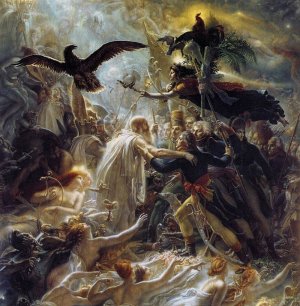Ossian Receiving the Ghosts of French Heroes Oil painting by Anne-Louis De Roucy-Trioson