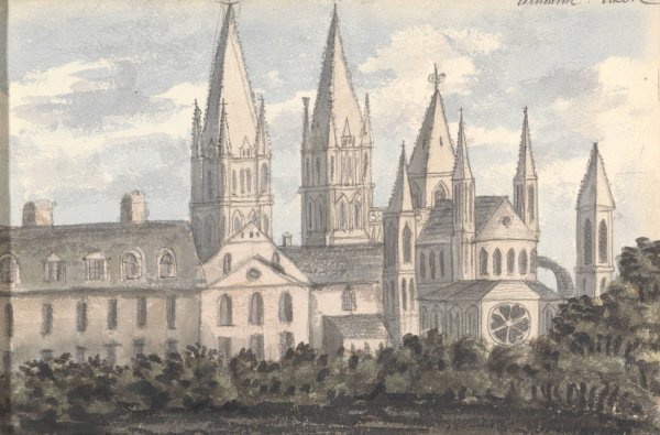 Cathedral, Caen  by Anne Rushout - Hand-Painted Oil Painting Reproduction