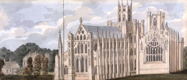 Ely Cathedral, August 5, 1824  by Anne Rushout - Hand-Painted Oil Painting Reproduction