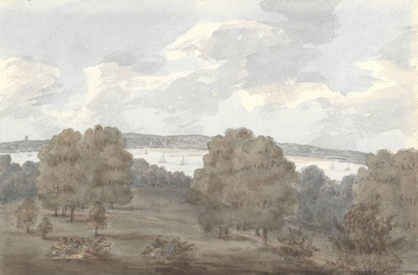 From Window at Cadland, September 24, 1824  by Anne Rushout - Hand-Painted Oil Painting Reproduction