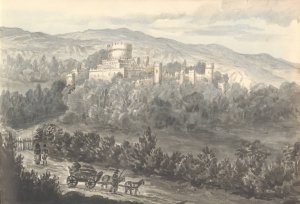 Gwrich Castle from the Road August 1830 by Anne Rushout Oil Painting