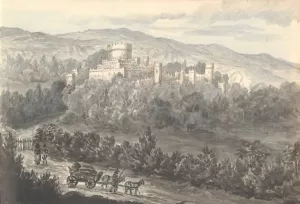 Gwrich Castle from the Road August 1830 by Anne Rushout Oil Painting