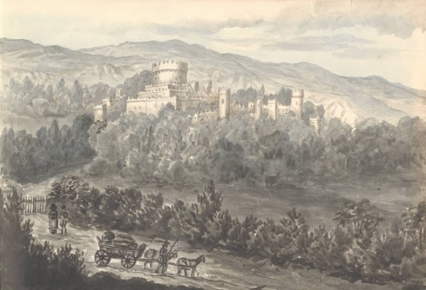 Gwrich Castle from the Road August 1830  by Anne Rushout - Hand-Painted Oil Painting Reproduction