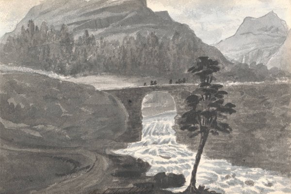 Pont Aberglasslin  by Anne Rushout - Hand-Painted Oil Painting Reproduction
