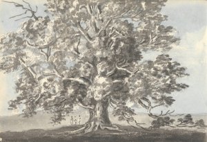 Three Figures Standing under a Large Tree by Anne Rushout Oil Painting