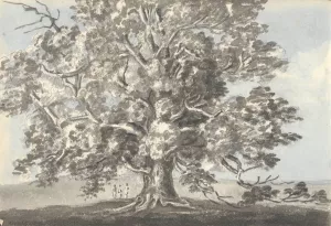 Three Figures Standing under a Large Tree by Anne Rushout Oil Painting