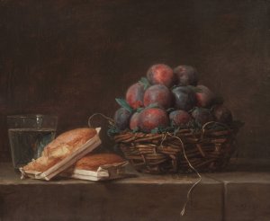 Basket of Plums by Anne Vallayer-Coster Oil Painting