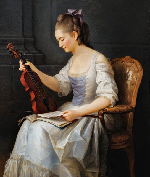 Portrait D'une Violoniste by Anne Vallayer-Coster - Hand-Painted Oil Painting Reproduction