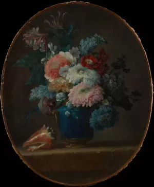 Vase of Flowers and Conch Shell by Anne Vallayer-Coster Oil Painting