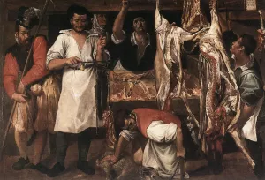 Butcher's Shop by Annibale Carracci - Oil Painting Reproduction