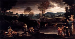 Fishing by Annibale Carracci Oil Painting