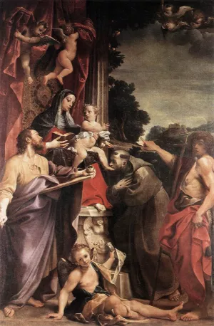 Madonna Enthroned with St Matthew by Annibale Carracci Oil Painting