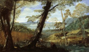 River Landscape by Annibale Carracci Oil Painting