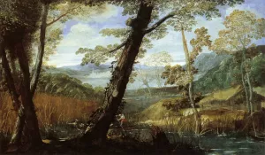 River Landscape by Annibale Carracci - Oil Painting Reproduction