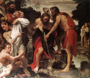 The Baptism of Christ by Annibale Carracci - Oil Painting Reproduction