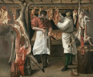 The Butcher's Shop by Annibale Carracci Oil Painting