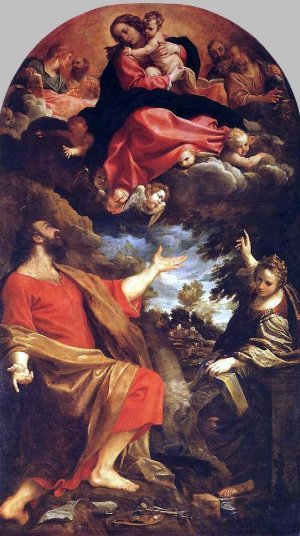 The Virgin Appears to Sts Luke and Catherine Oil painting by Annibale Carracci