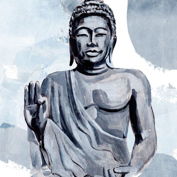Awaken in Blue III by Annie Warren - Hand-Painted Oil Painting Reproduction