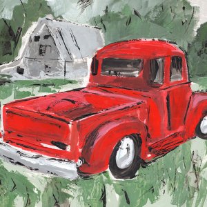 Big Red Truck I Oil painting by Annie Warren
