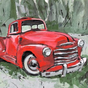 Big Red Truck III Oil painting by Annie Warren