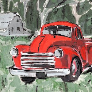 Big Red Truck IV by Annie Warren Oil Painting