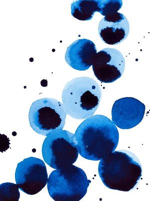Blue Drops I Oil painting by Annie Warren