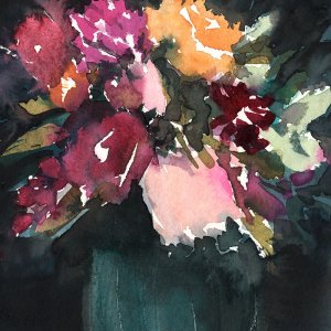 Bouquet Noir I Oil painting by Annie Warren