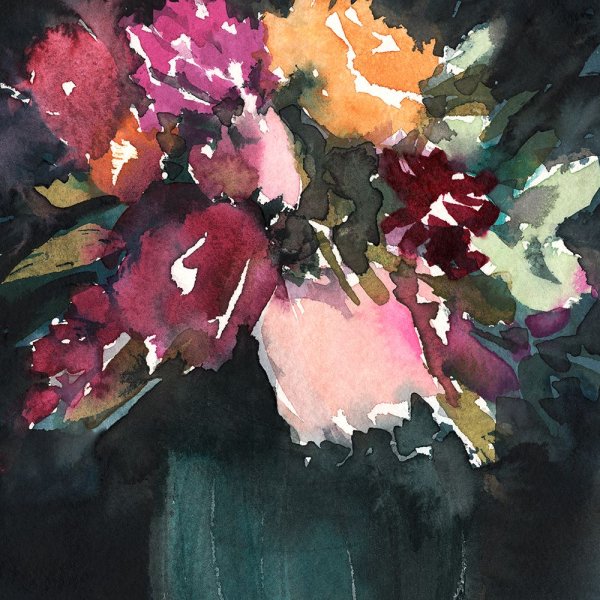 Bouquet Noir I by Annie Warren - Hand-Painted Oil Painting Reproduction
