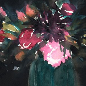 Bouquet Noir II Oil painting by Annie Warren