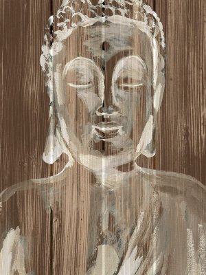 Buddha on Wood I by Annie Warren Oil Painting