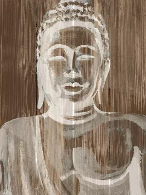 Buddha on Wood III by Annie Warren Oil Painting