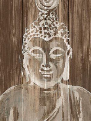 Buddha on Wood IV by Annie Warren Oil Painting