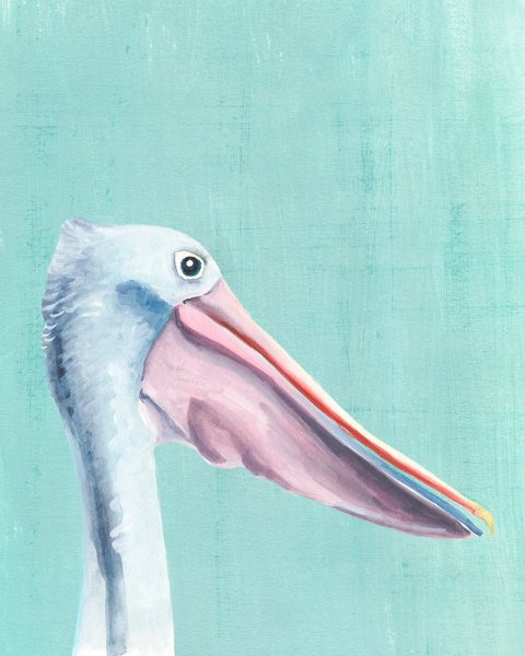 Main Product Photo of Exotic Bird on Blue III Painting by Annie Warren