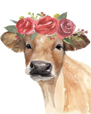 Flowered Cow II Oil painting by Annie Warren