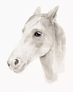 Ivory Stallion II by Annie Warren Oil Painting