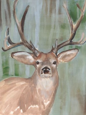 Roaming Buck I Oil Painting by Annie Warren - Contemporary