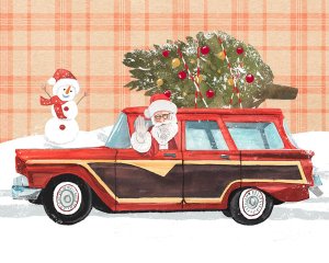 Santa on Wheels I by Annie Warren Oil Painting