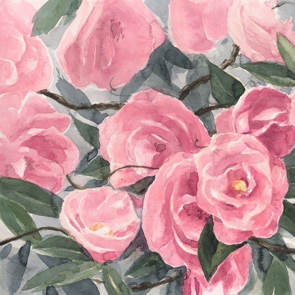 Main Product Photo of Watercolor Roses I Painting by Annie Warren