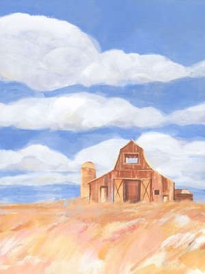 Wheatfield Barn I Oil painting by Annie Warren