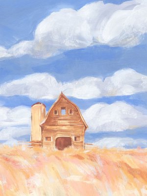 Wheatfield Barn II Oil painting by Annie Warren