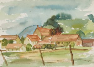 Glasfabrik beim Kalvarienberg by Anny Dollschein Oil Painting